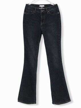 Fashion Bug Dark Wash Bootcut Jeans Mid Rise Stretch Denim Embroidered Pockets